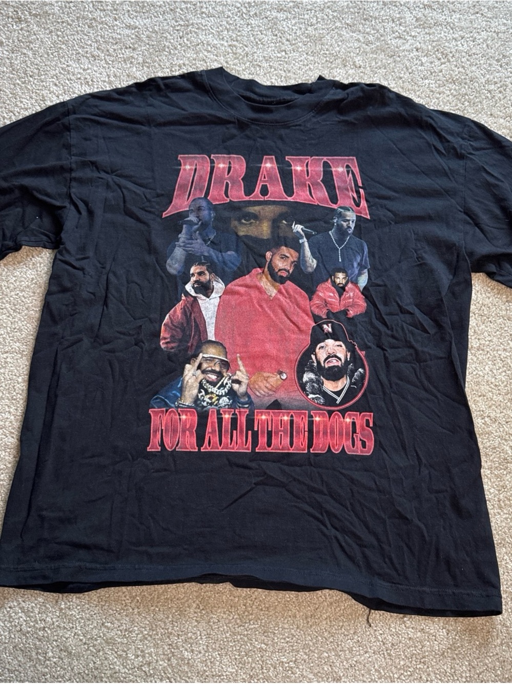 Drake Black Short Sleeve Graphic Tee - 'For All The Dogs'